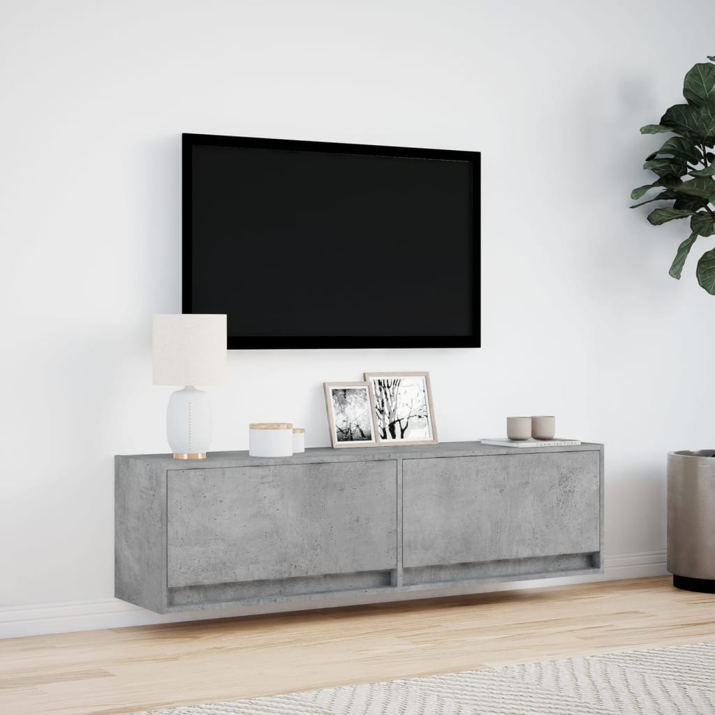 Tv-wandmeubel met LED-verlichting 140x31x38 cm betongrijs Tv-meubels | Creëer jouw Trendy Thuis | Gratis bezorgd & Retour | Trendy.nl