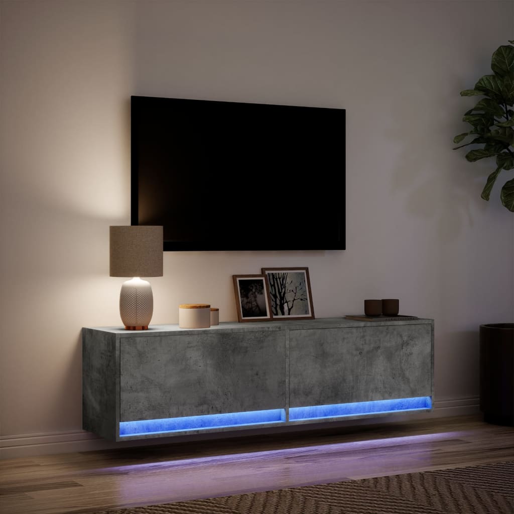 Tv-wandmeubel met LED-verlichting 140x31x38 cm betongrijs Tv-meubels | Creëer jouw Trendy Thuis | Gratis bezorgd & Retour | Trendy.nl