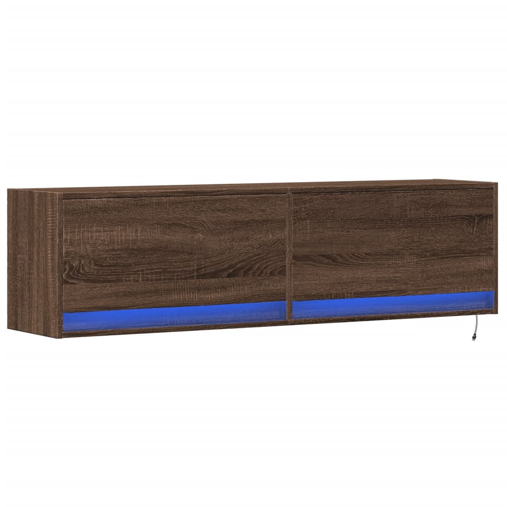 Tv-wandmeubel met LED-verlichting 140x31x38 cm bruin eikenkleur Tv-meubels | Creëer jouw Trendy Thuis | Gratis bezorgd & Retour | Trendy.nl