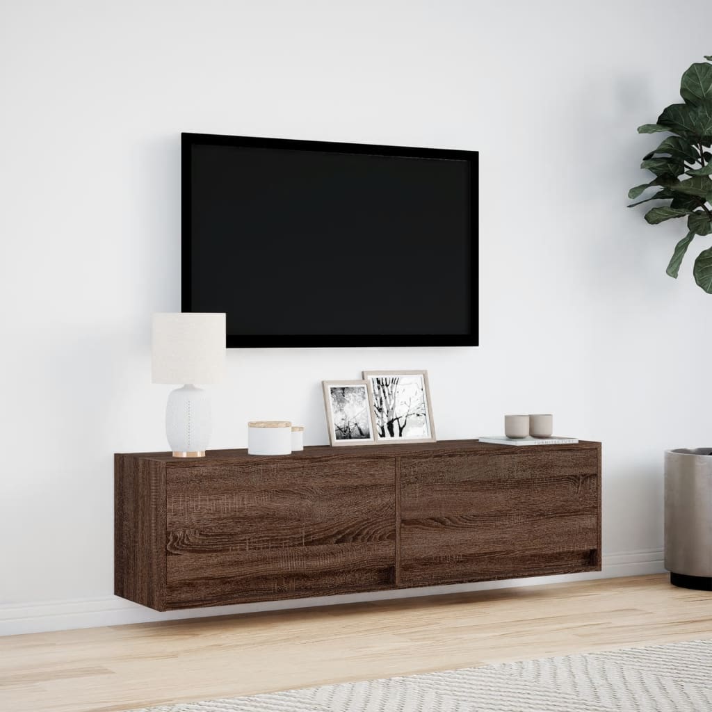 Tv-wandmeubel met LED-verlichting 140x31x38 cm bruin eikenkleur Tv-meubels | Creëer jouw Trendy Thuis | Gratis bezorgd & Retour | Trendy.nl