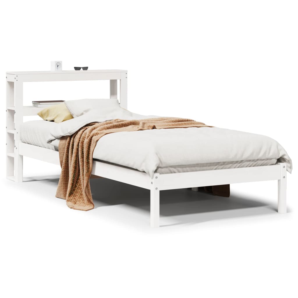 Bedframe zonder matras massief grenenhout wit 90x190 cm