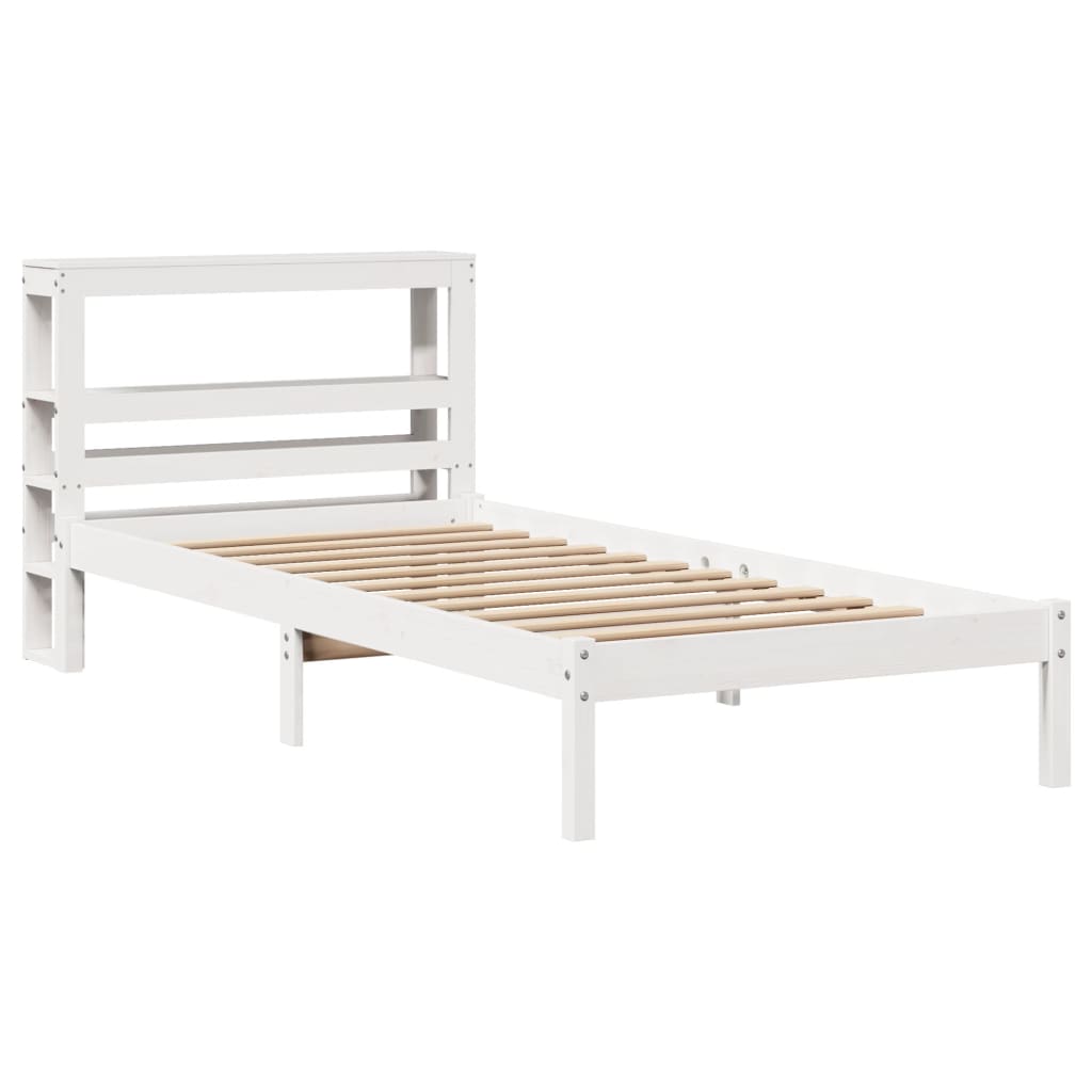 Bedframe zonder matras massief grenenhout wit 90x190 cm