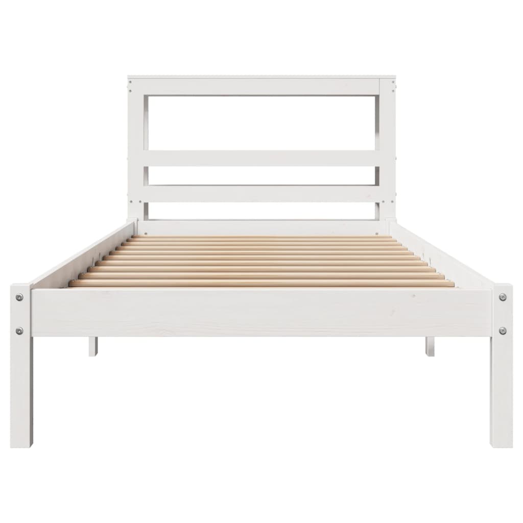 Bedframe zonder matras massief grenenhout wit 90x190 cm