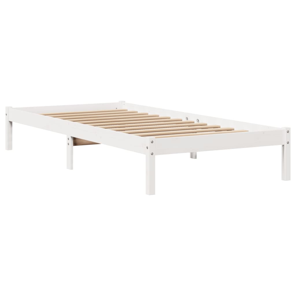 Bedframe zonder matras massief grenenhout wit 90x190 cm