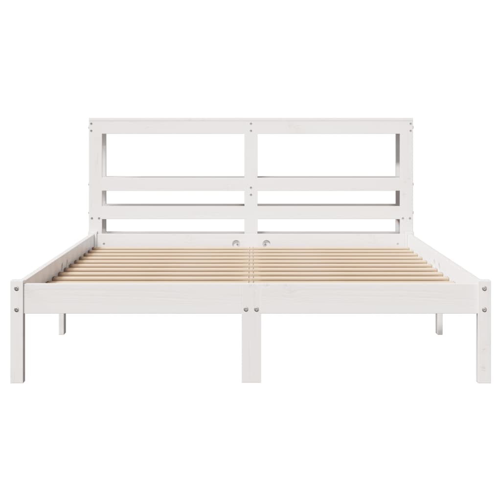 Bedframe zonder matras massief grenenhout wit 140x190 cm