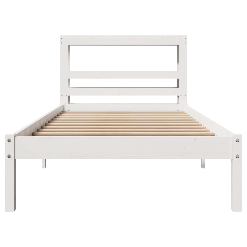 Bedframe zonder matras massief grenenhout wit 140x200 cm