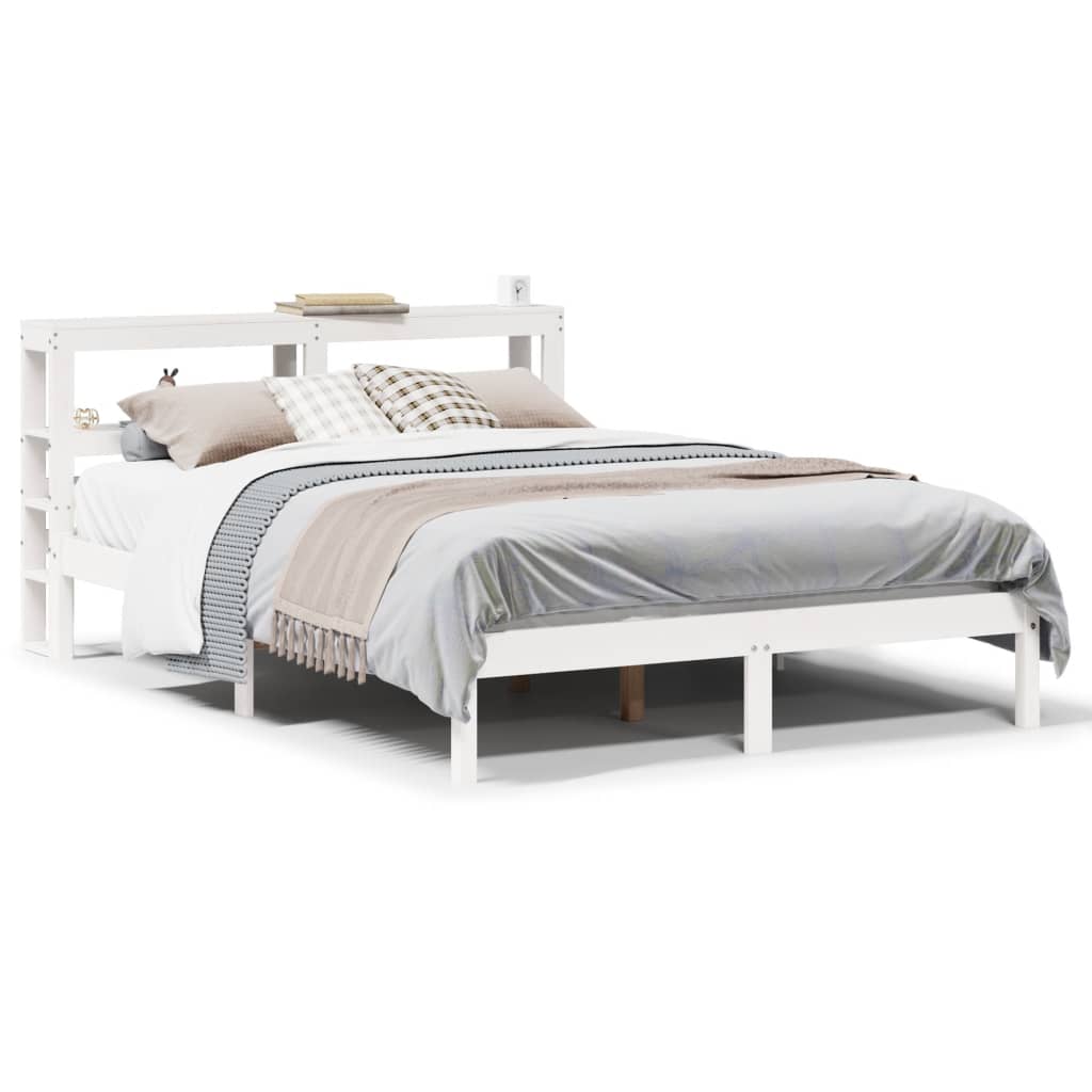 Bedframe zonder matras massief grenenhout wit 120x200 cm