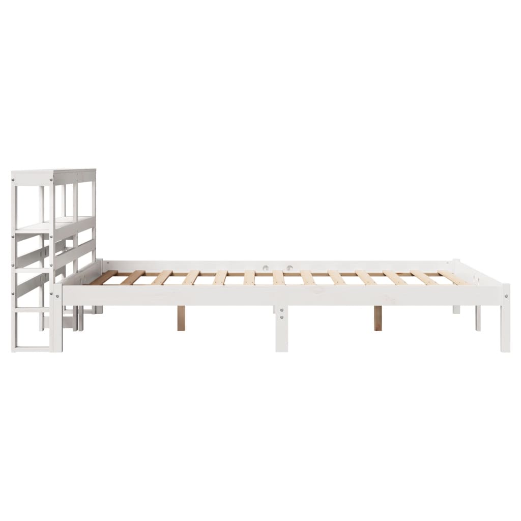 Bedframe zonder matras massief grenenhout wit 120x200 cm