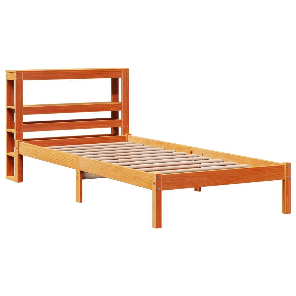 Bedframe met hoofdbord massief grenenhout wasbruin 90x190 cm Bedden & bedframes | Creëer jouw Trendy Thuis | Gratis bezorgd & Retour | Trendy.nl