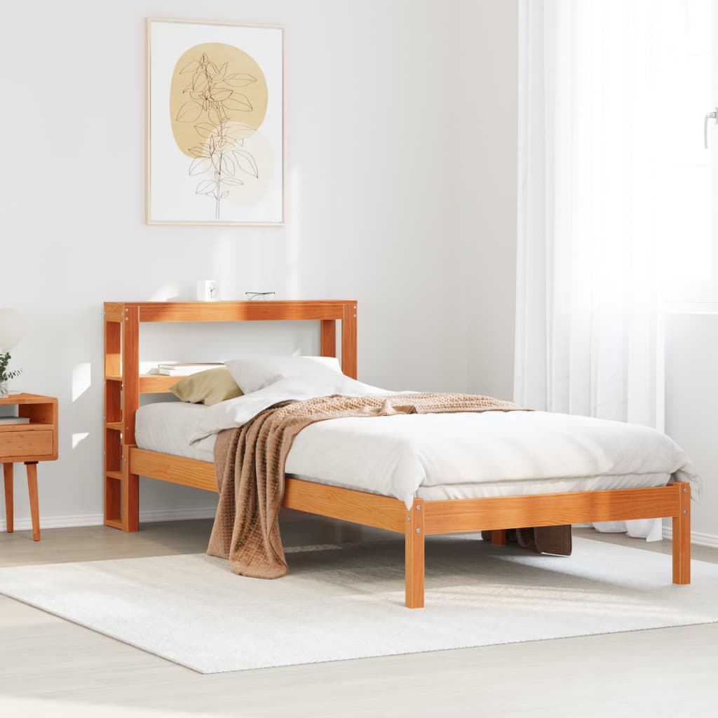 Bedframe met hoofdbord massief grenenhout wasbruin 90x190 cm Bedden & bedframes | Creëer jouw Trendy Thuis | Gratis bezorgd & Retour | Trendy.nl