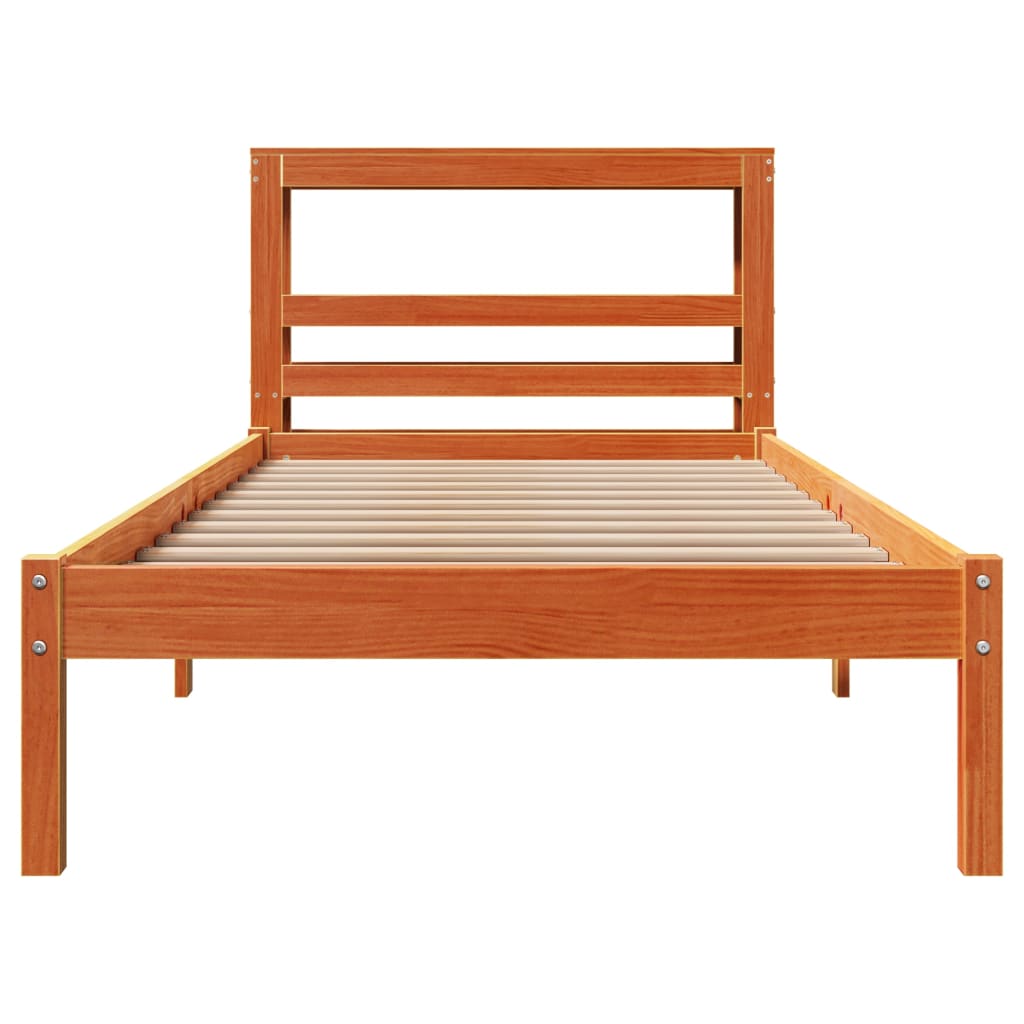 Bedframe met hoofdbord massief grenenhout wasbruin 90x190 cm Bedden & bedframes | Creëer jouw Trendy Thuis | Gratis bezorgd & Retour | Trendy.nl