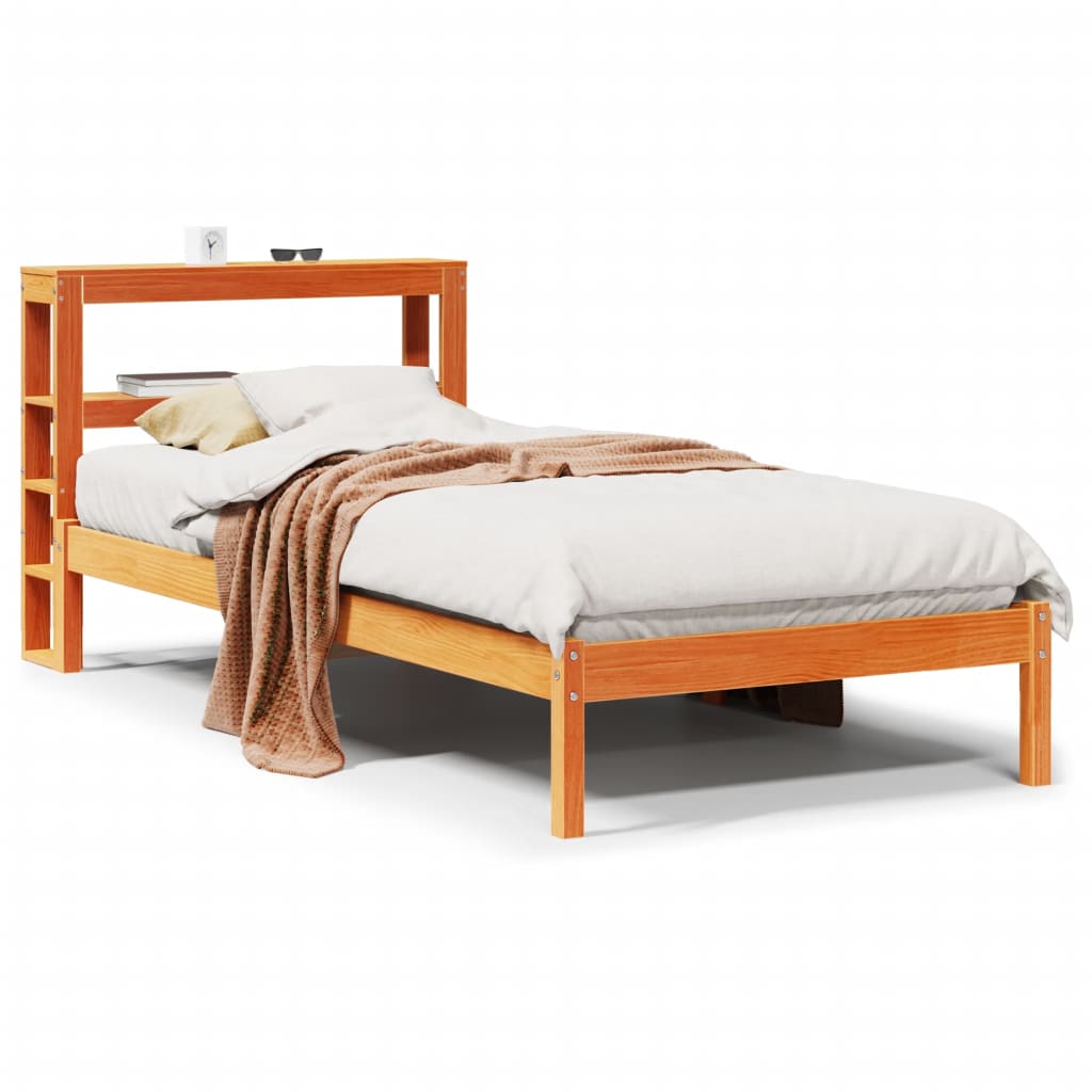 Bedframe met hoofdbord massief grenenhout wasbruin 90x190 cm Bedden & bedframes | Creëer jouw Trendy Thuis | Gratis bezorgd & Retour | Trendy.nl