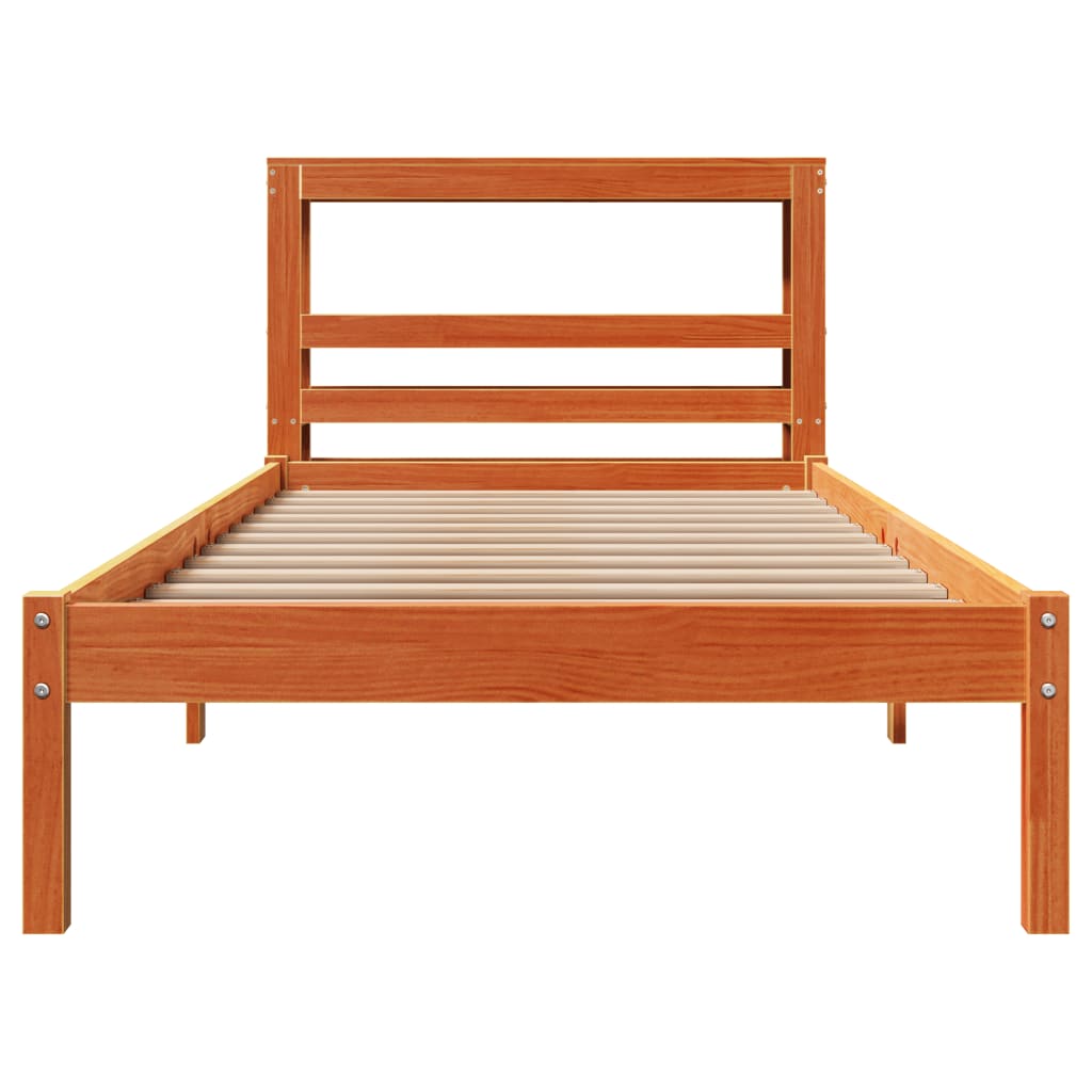 Bedframe met hoofdbord massief grenenhout wasbruin 100x200 cm Bedden & bedframes | Creëer jouw Trendy Thuis | Gratis bezorgd & Retour | Trendy.nl