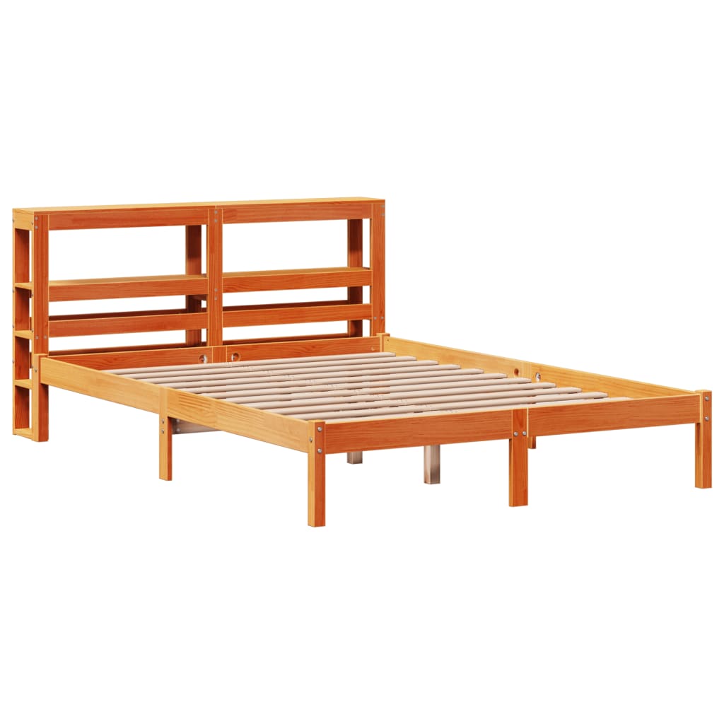 Bedframe met hoofdbord grenenhout wasbruin 140x200 cm Bedden & bedframes | Creëer jouw Trendy Thuis | Gratis bezorgd & Retour | Trendy.nl