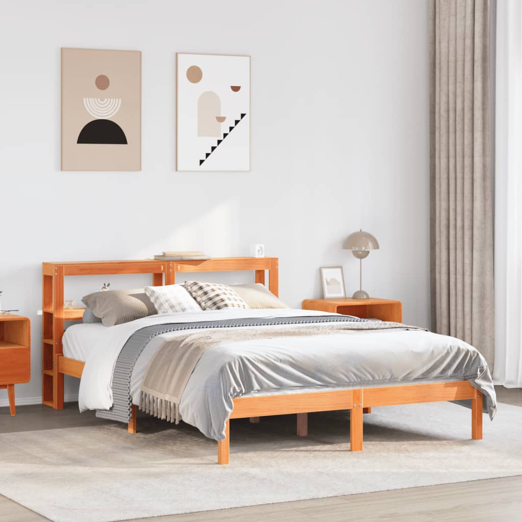 Bedframe met hoofdbord grenenhout wasbruin 140x200 cm Bedden & bedframes | Creëer jouw Trendy Thuis | Gratis bezorgd & Retour | Trendy.nl