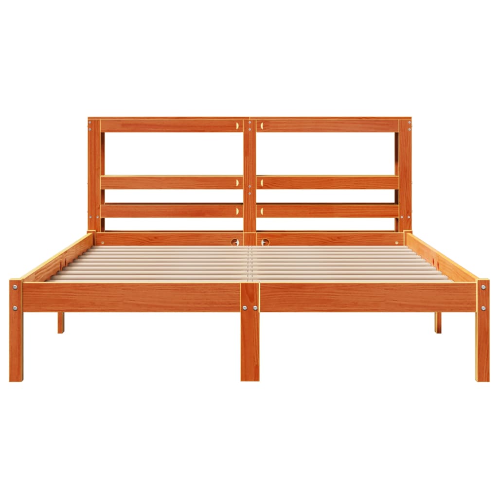 Bedframe met hoofdbord grenenhout wasbruin 140x200 cm Bedden & bedframes | Creëer jouw Trendy Thuis | Gratis bezorgd & Retour | Trendy.nl