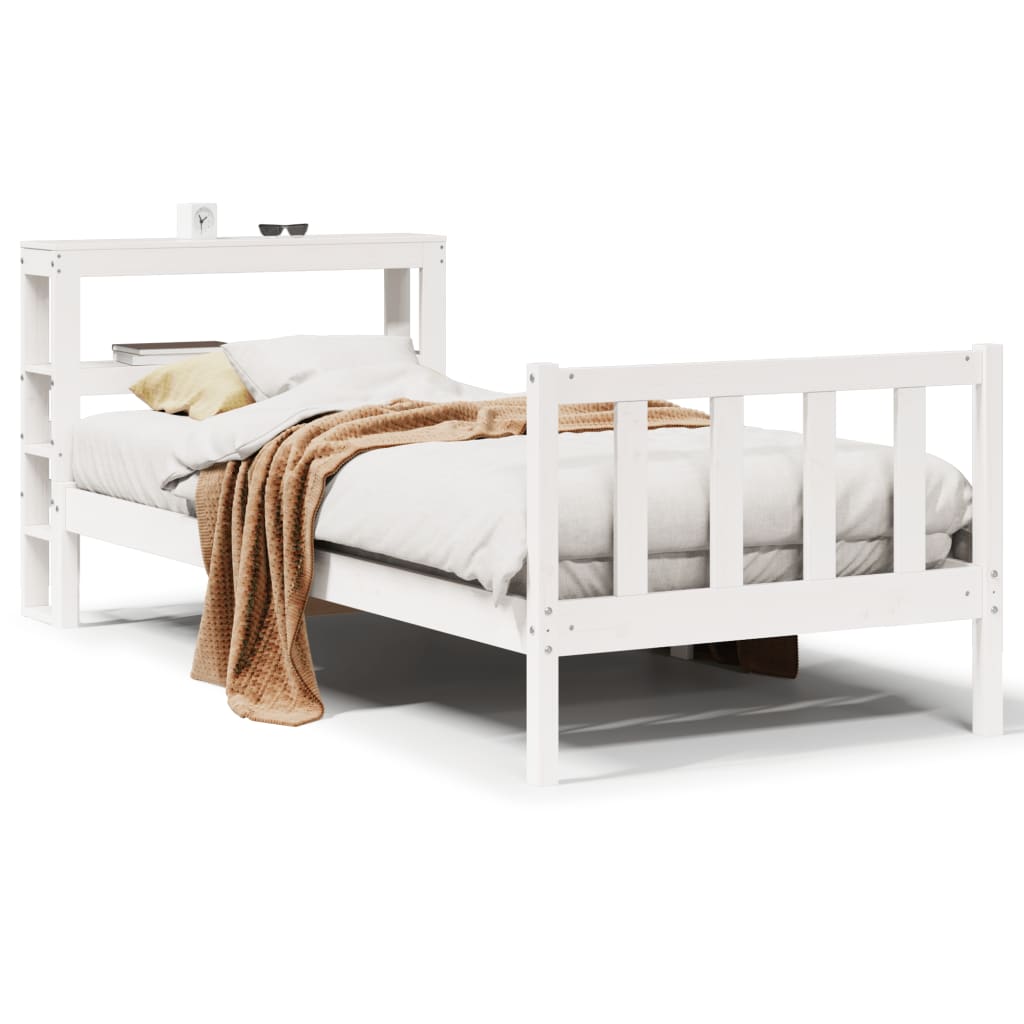 Bedframe zonder matras massief grenenhout wit 90x190 cm