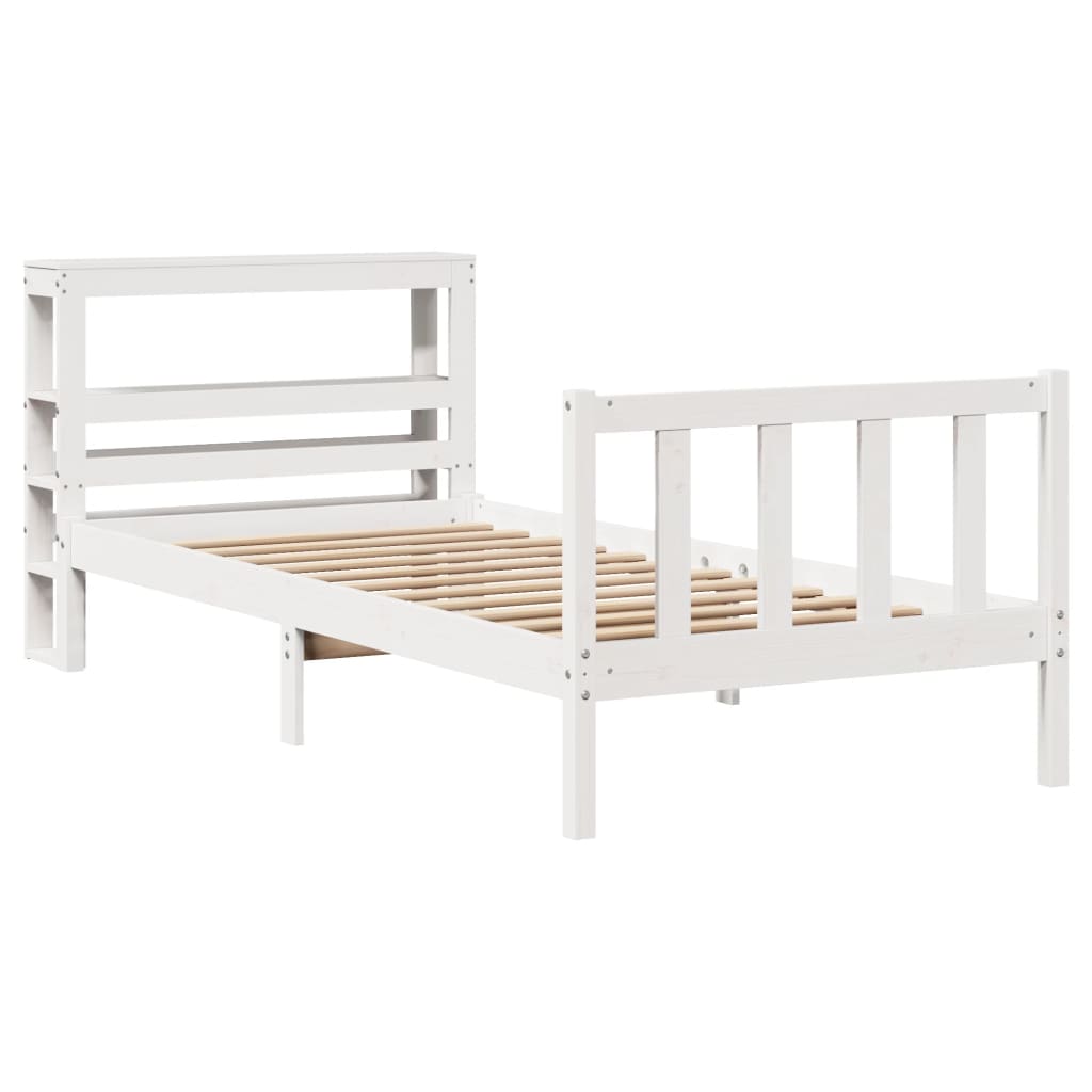 Bedframe zonder matras massief grenenhout wit 90x190 cm