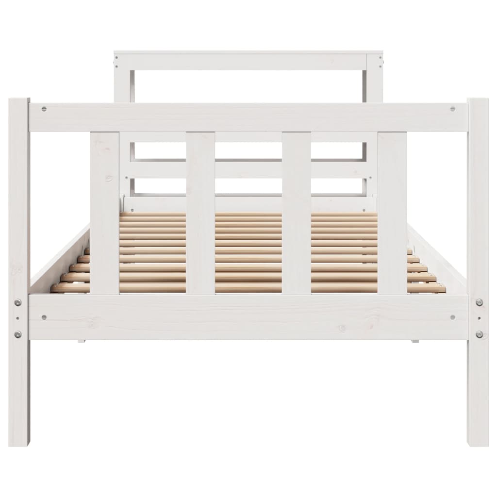 Bedframe zonder matras massief grenenhout wit 90x190 cm