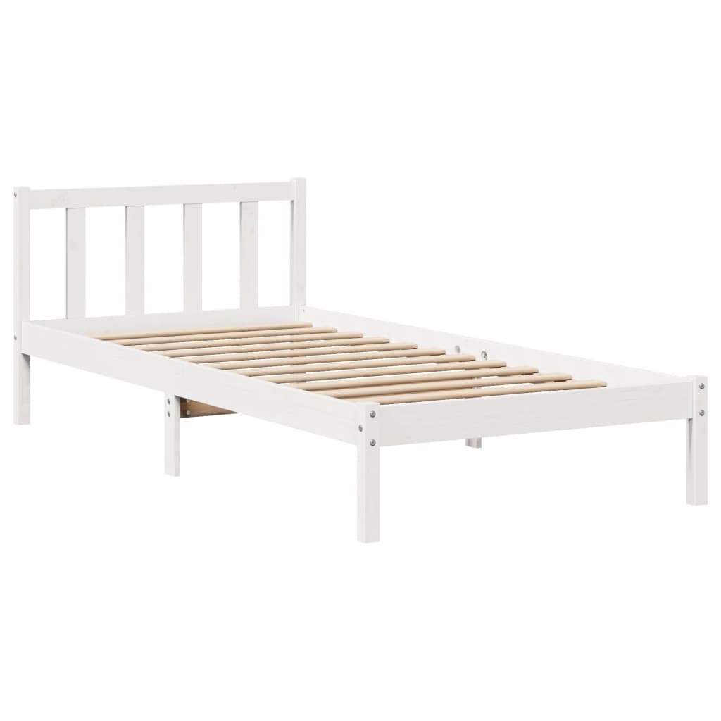 Bedframe zonder matras massief grenenhout wit 90x190 cm