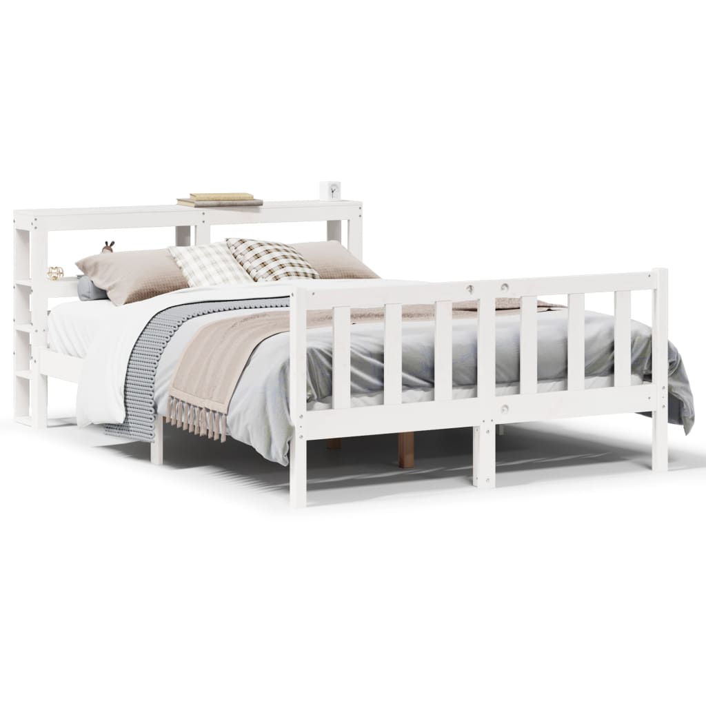 Bedframe zonder matras massief grenenhout wit 120x190 cm