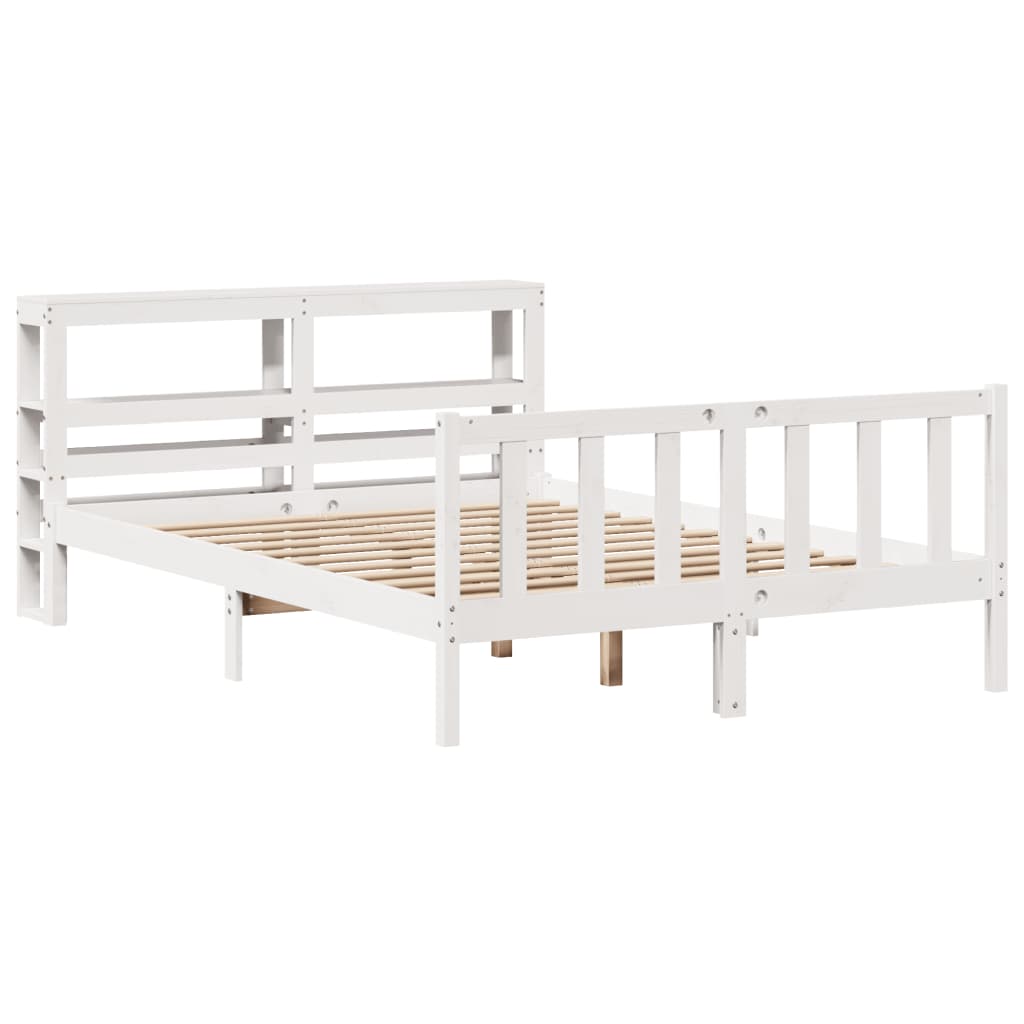 Bedframe zonder matras massief grenenhout wit 120x190 cm