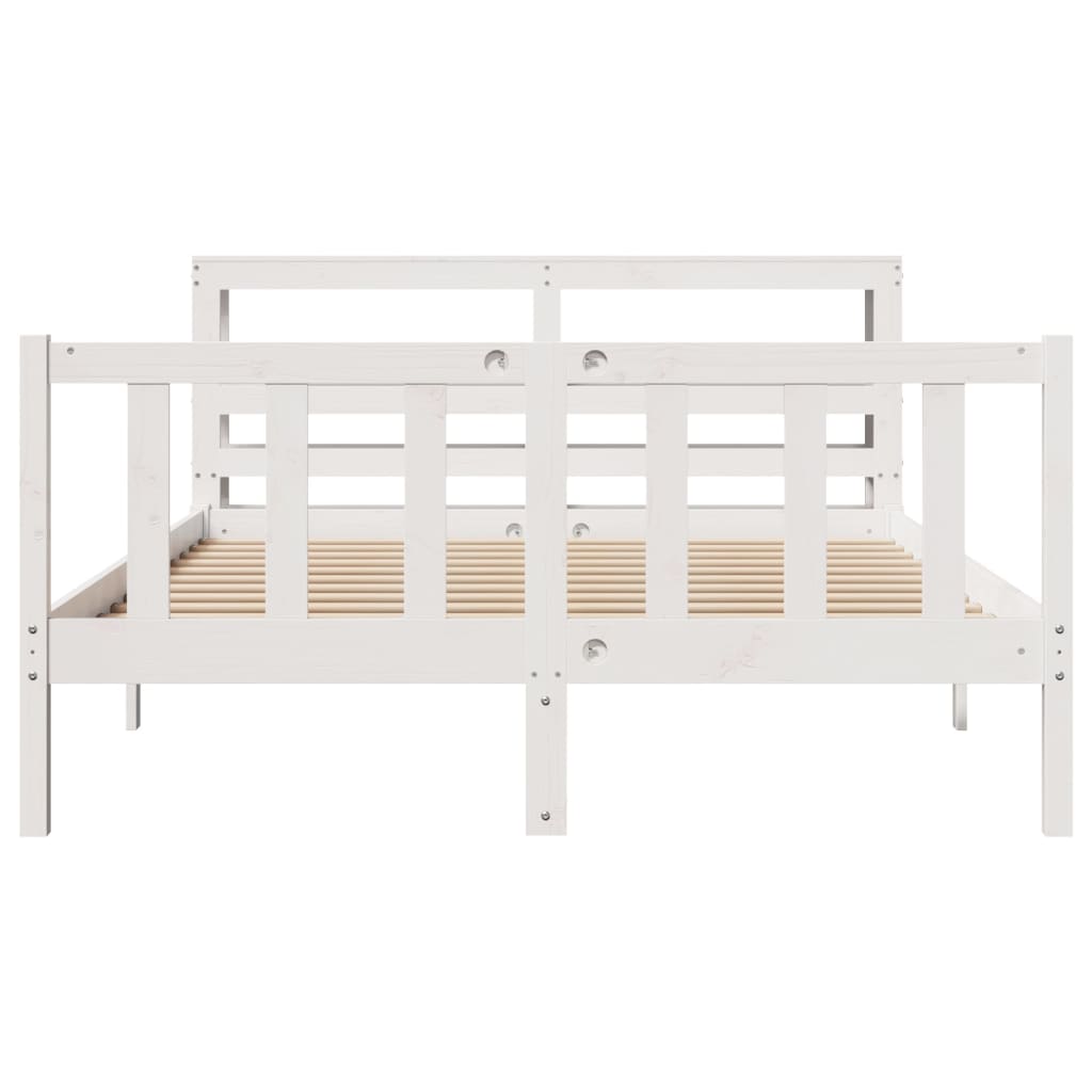 Bedframe zonder matras massief grenenhout wit 120x190 cm