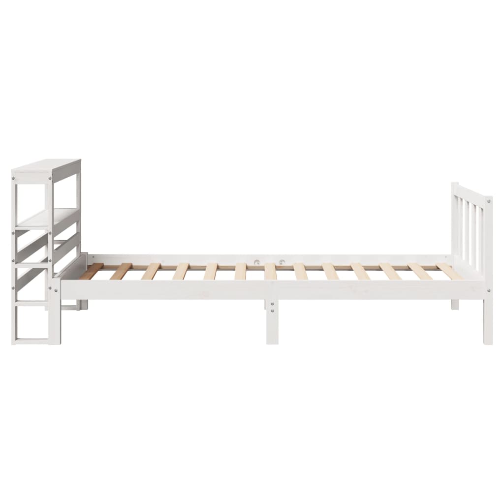 Bedframe zonder matras massief grenenhout wit 90x200 cm