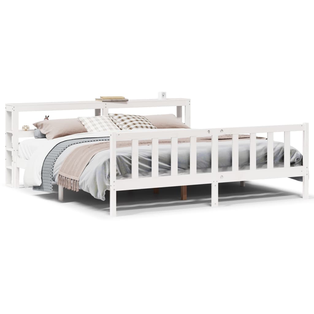 Bedframe zonder matras massief grenenhout wit 180x200 cm