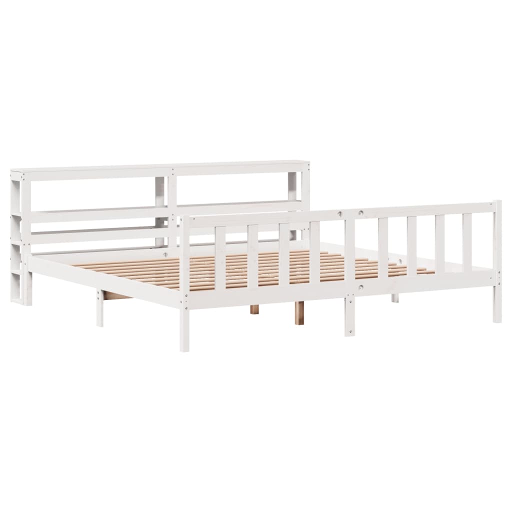 Bedframe zonder matras massief grenenhout wit 180x200 cm