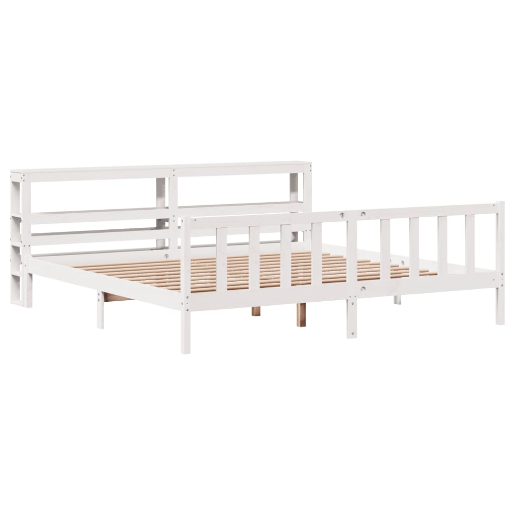 Bedframe zonder matras massief grenenhout wit 200x200 cm Bedden & bedframes | Creëer jouw Trendy Thuis | Gratis bezorgd & Retour | Trendy.nl