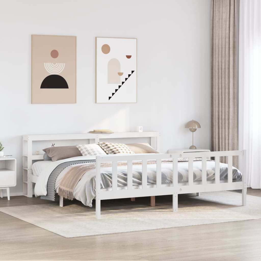 Bedframe zonder matras massief grenenhout wit 200x200 cm Bedden & bedframes | Creëer jouw Trendy Thuis | Gratis bezorgd & Retour | Trendy.nl