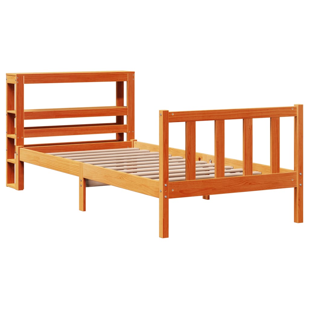 Bedframe met hoofdbord massief grenenhout wasbruin 90x190 cm Bedden & bedframes | Creëer jouw Trendy Thuis | Gratis bezorgd & Retour | Trendy.nl