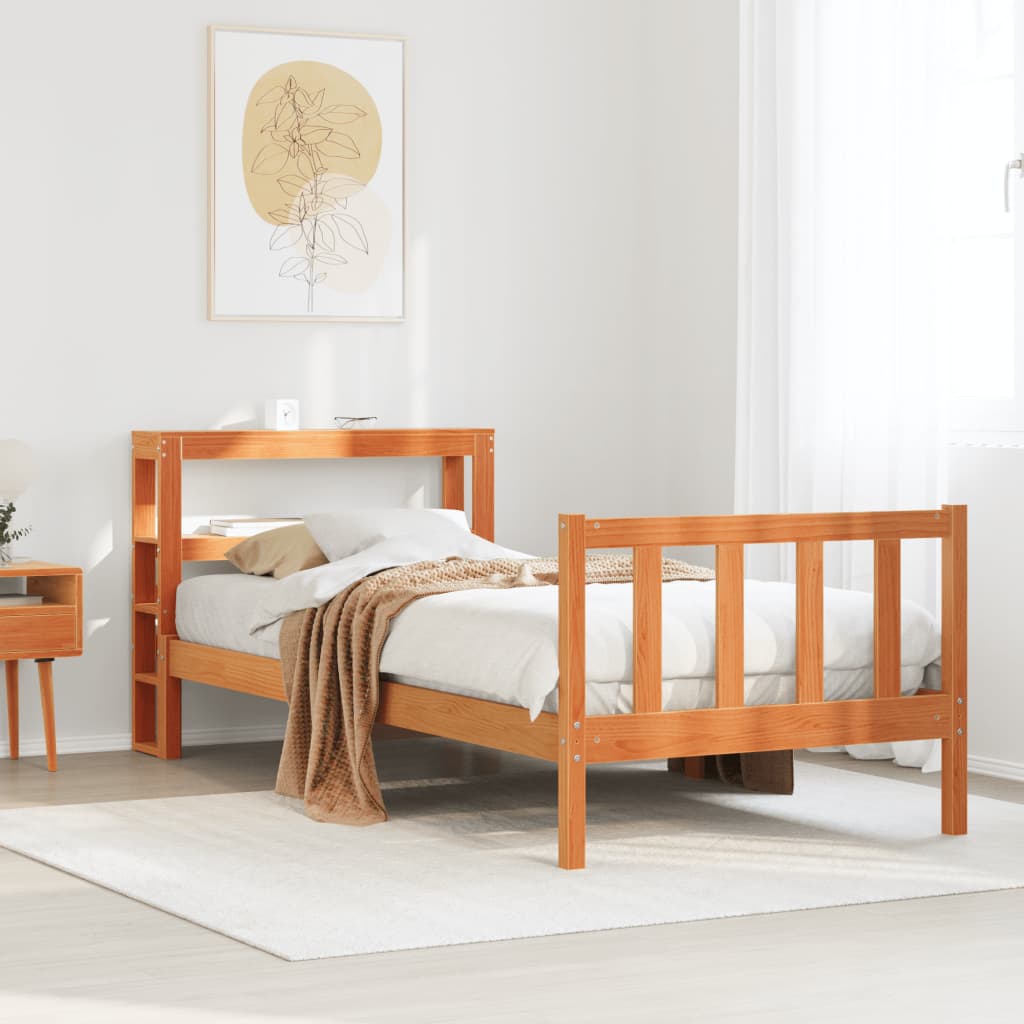 Bedframe met hoofdbord massief grenenhout wasbruin 90x190 cm Bedden & bedframes | Creëer jouw Trendy Thuis | Gratis bezorgd & Retour | Trendy.nl