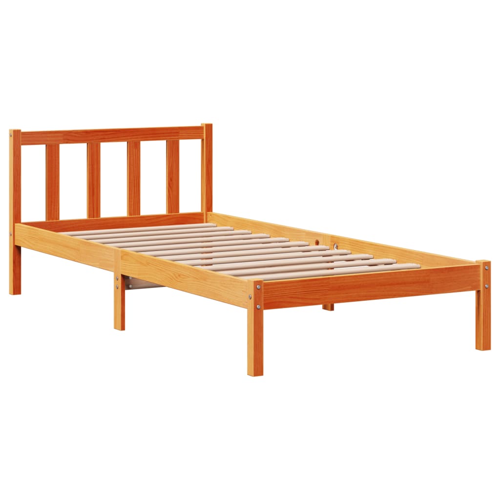 Bedframe met hoofdbord massief grenenhout wasbruin 90x190 cm Bedden & bedframes | Creëer jouw Trendy Thuis | Gratis bezorgd & Retour | Trendy.nl