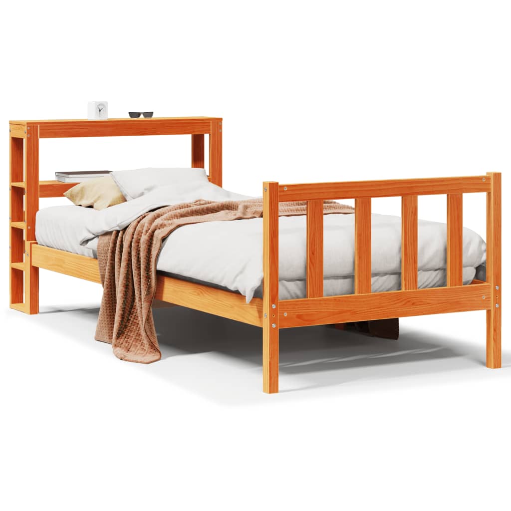 Bedframe met hoofdbord massief grenenhout wasbruin 90x190 cm Bedden & bedframes | Creëer jouw Trendy Thuis | Gratis bezorgd & Retour | Trendy.nl