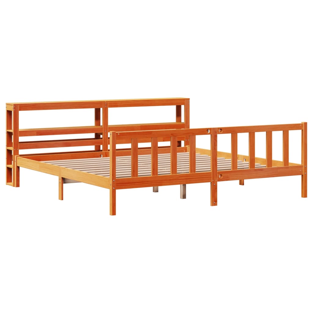 Bedframe met hoofdbord massief grenenhout wasbruin 200x200 cm Bedden & bedframes | Creëer jouw Trendy Thuis | Gratis bezorgd & Retour | Trendy.nl