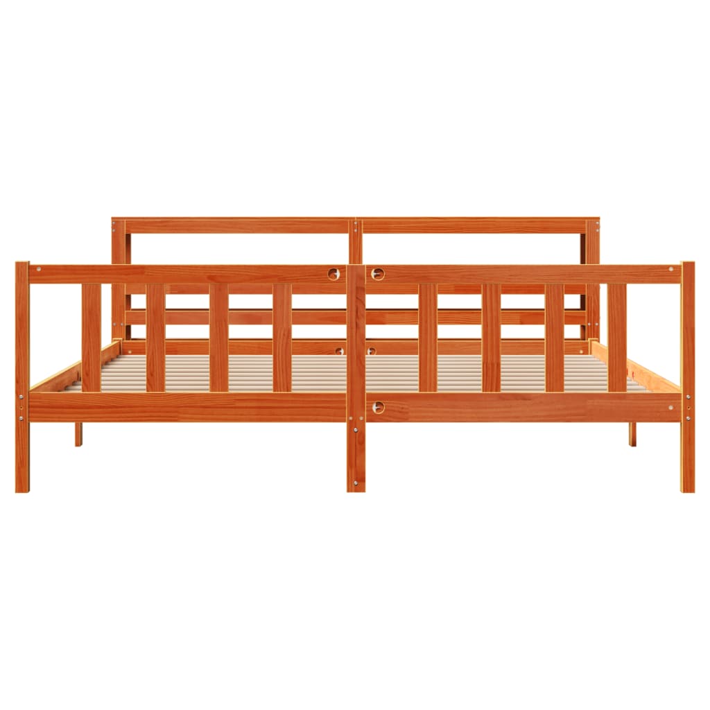 Bedframe met hoofdbord massief grenenhout wasbruin 200x200 cm Bedden & bedframes | Creëer jouw Trendy Thuis | Gratis bezorgd & Retour | Trendy.nl