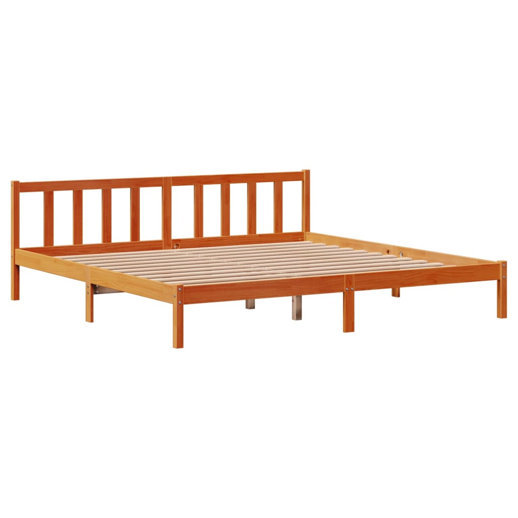 Bedframe met hoofdbord massief grenenhout wasbruin 200x200 cm Bedden & bedframes | Creëer jouw Trendy Thuis | Gratis bezorgd & Retour | Trendy.nl