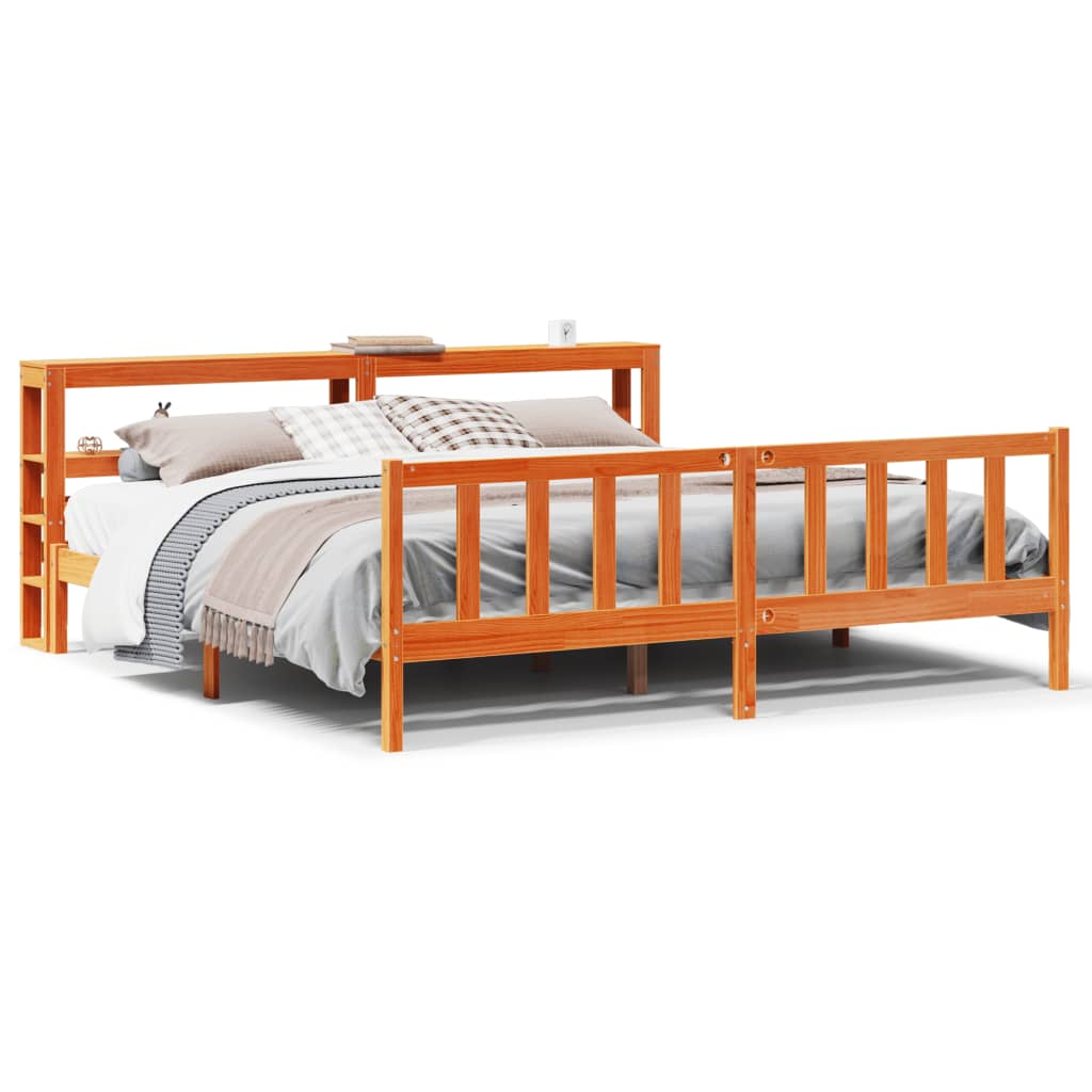 Bedframe met hoofdbord massief grenenhout wasbruin 200x200 cm Bedden & bedframes | Creëer jouw Trendy Thuis | Gratis bezorgd & Retour | Trendy.nl