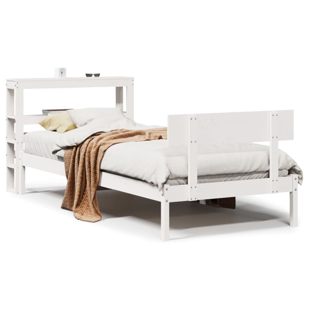 Bedframe zonder matras massief grenenhout wit 90x190 cm