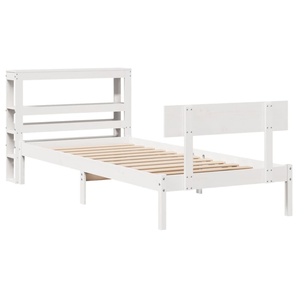 Bedframe zonder matras massief grenenhout wit 90x190 cm