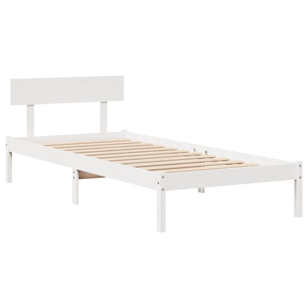 Bedframe zonder matras massief grenenhout wit 90x190 cm