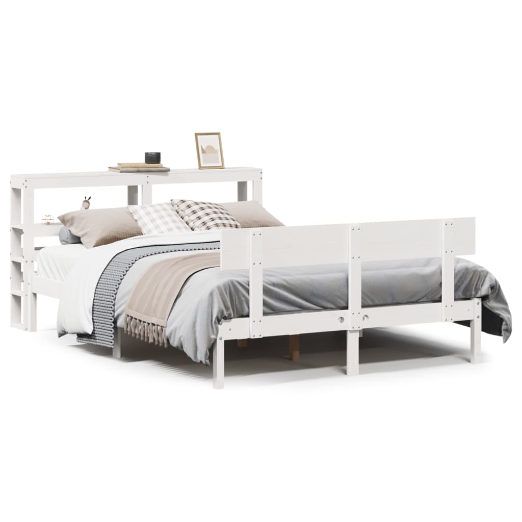 Bedframe zonder matras massief grenenhout wit 120x190 cm