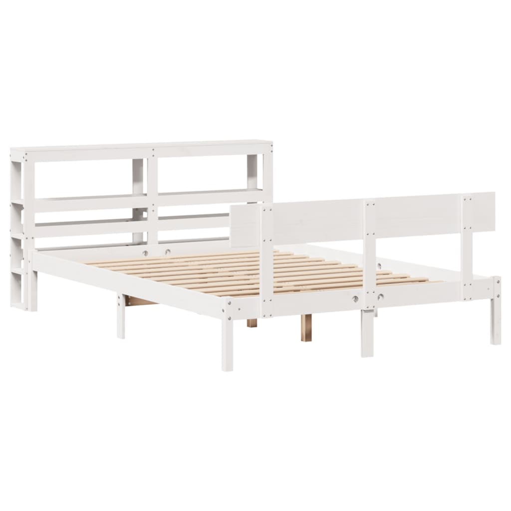 Bedframe zonder matras massief grenenhout wit 120x190 cm