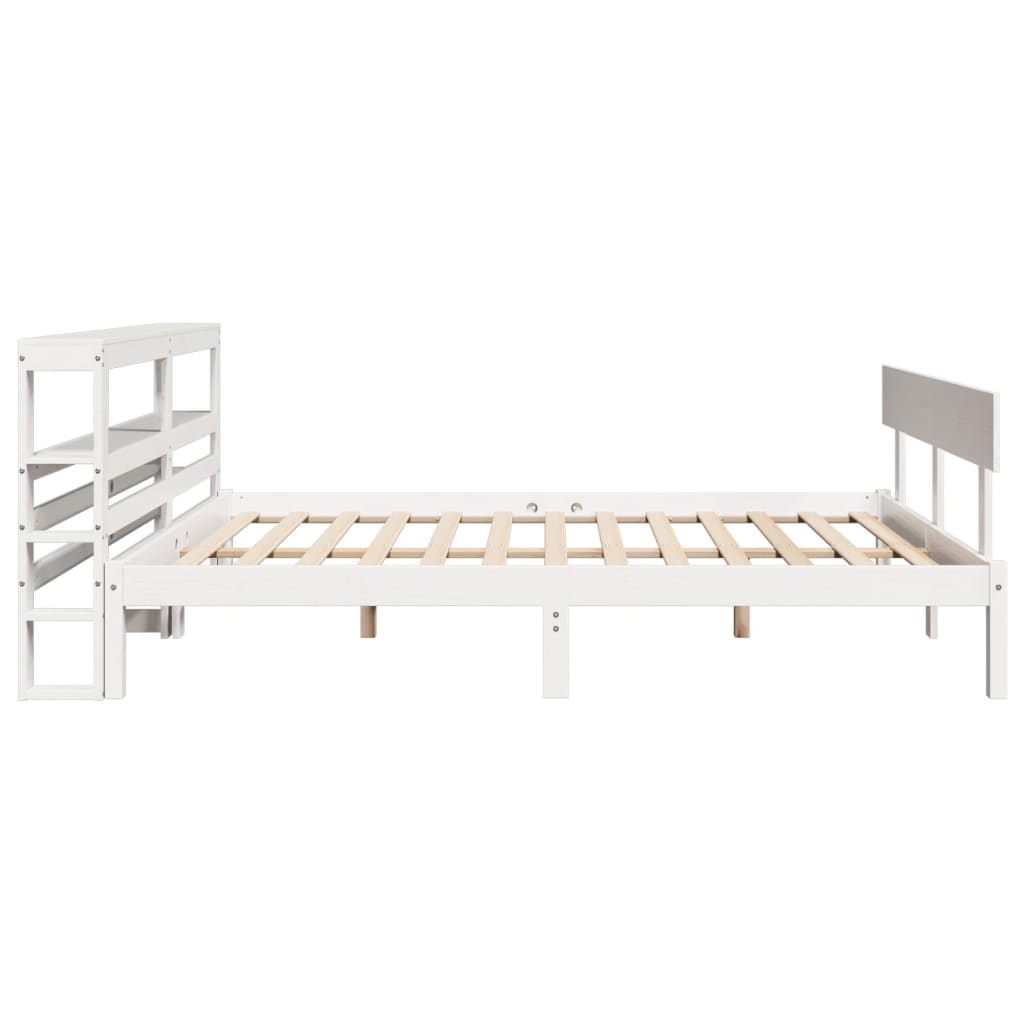 Bedframe zonder matras massief grenenhout wit 120x190 cm