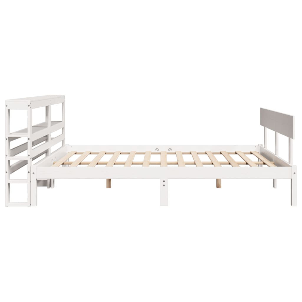 Bedframe zonder matras massief grenenhout wit 140x190 cm