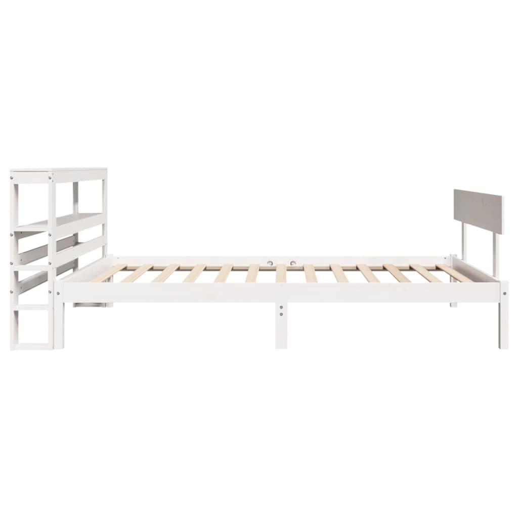 Bedframe zonder matras massief grenenhout wit 90x200 cm