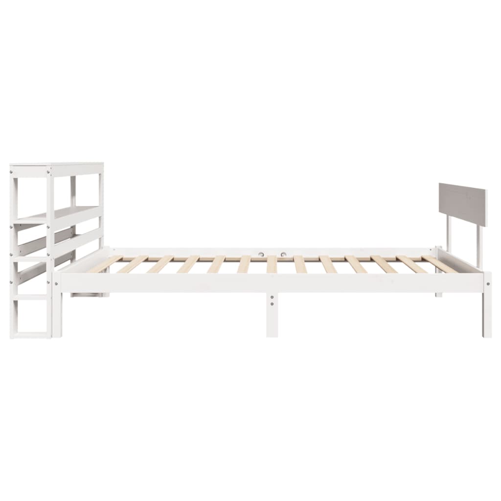 Bedframe zonder matras massief grenenhout wit 140x200 cm