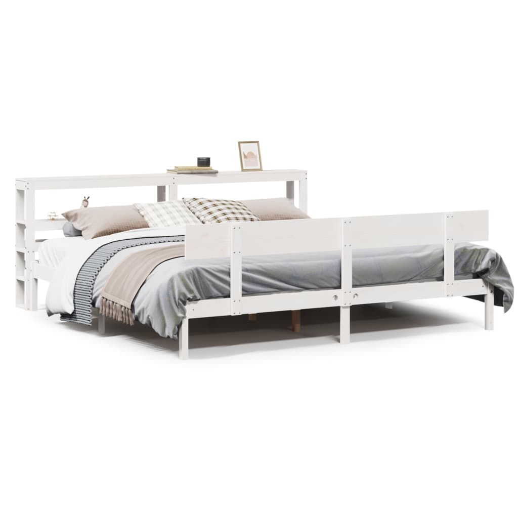 Bedframe zonder matras massief grenenhout wit 200x200 cm